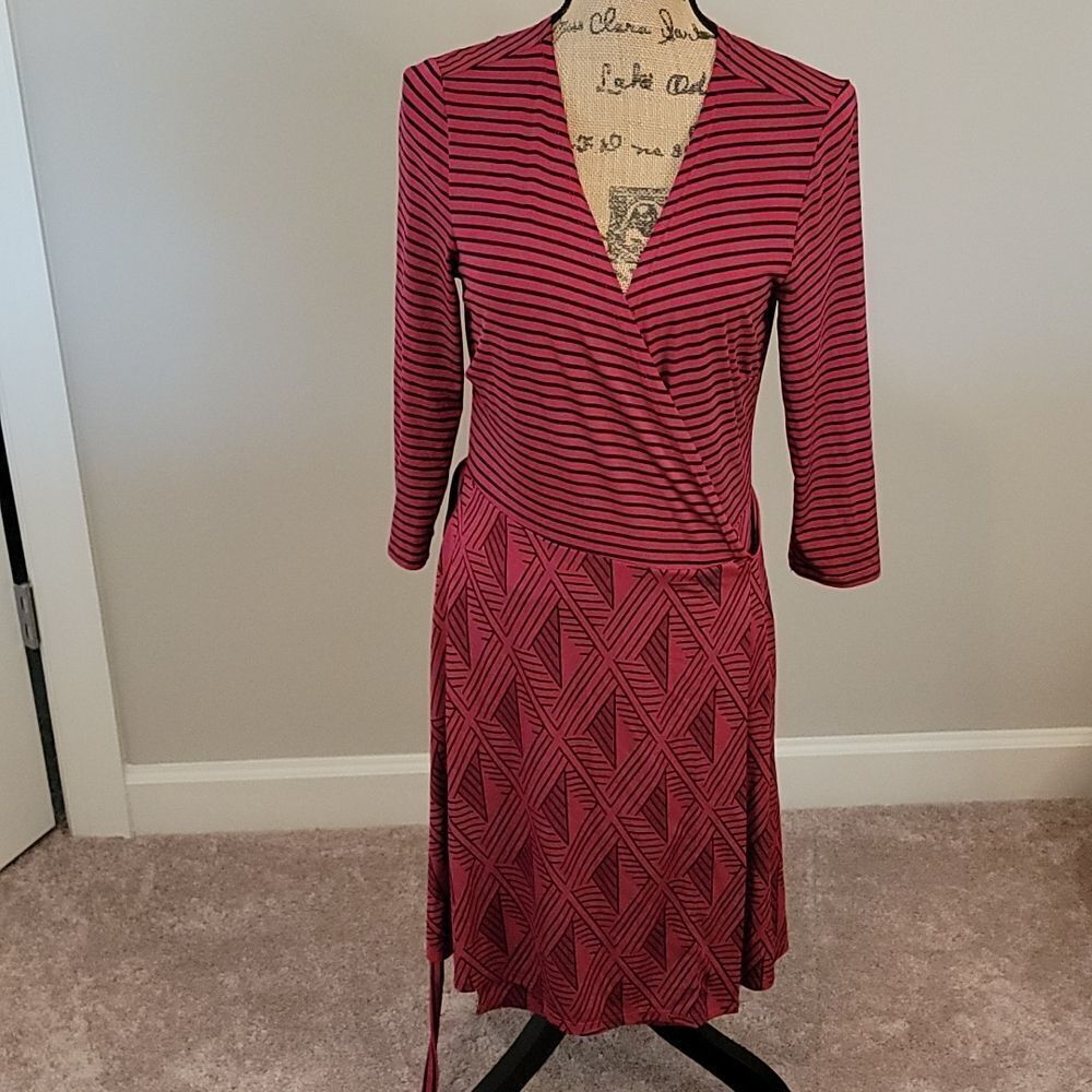 Ava printed red and black wrap dress